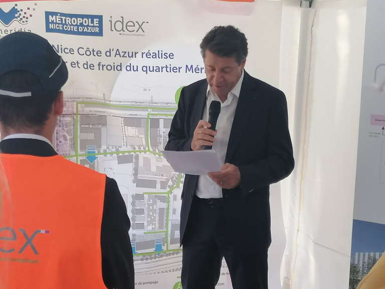 Christian Estrosi visite le chantier du réseau de chaleur Nice Méridia